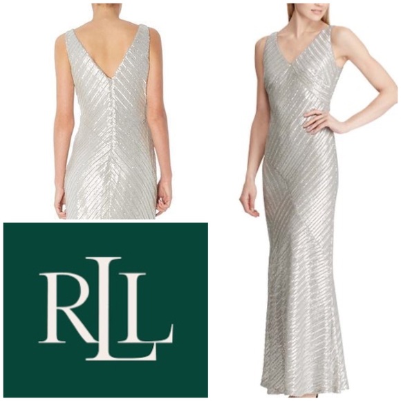 Lauren Ralph Lauren Dresses & Skirts - Lauren Ralph Lauren Kendalyn Silver Sequin Gown